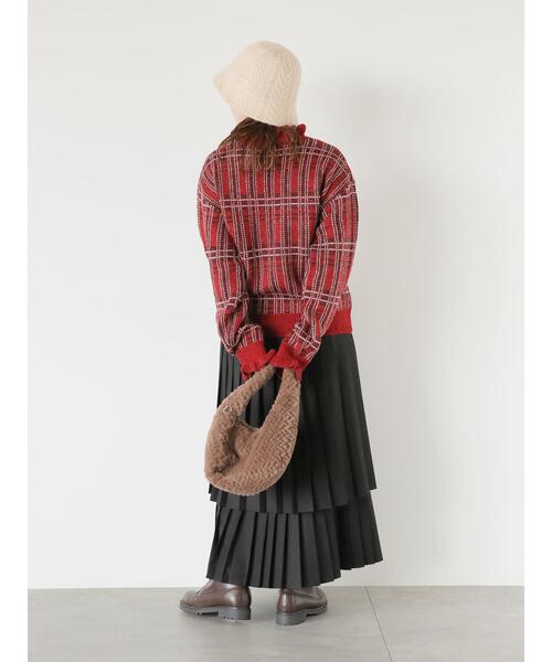 ehka sopo（エヘカソポ）の「チェックフリルニット（ニット/セーター・レディース・グリーン/ベージュ/レッド・F）」の13枚目の写真