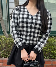 titty＆Co. PETIT | 【titty&Co.PETIT 】チェック柄ニットカーディガン(カーディガン/ボレロ)