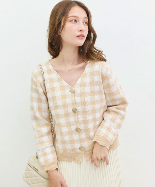 titty＆Co. PETIT（ティティアンドコープティ）の「【titty&Co.PETIT 】チェック柄ニットカーディガン（カーディガン/ボレロ・レディース・ブラック/ホワイト・FREE）」の13枚目の写真