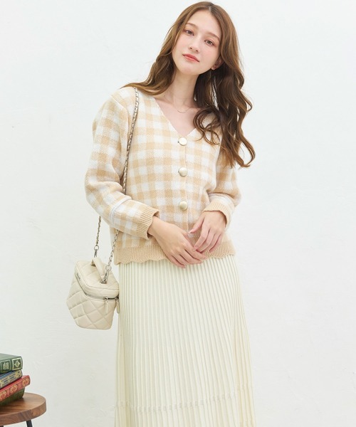 titty＆Co. PETIT（ティティアンドコープティ）の「【titty&Co.PETIT 】チェック柄ニットカーディガン（カーディガン/ボレロ・レディース・ブラック/ホワイト・FREE）」の11枚目の写真