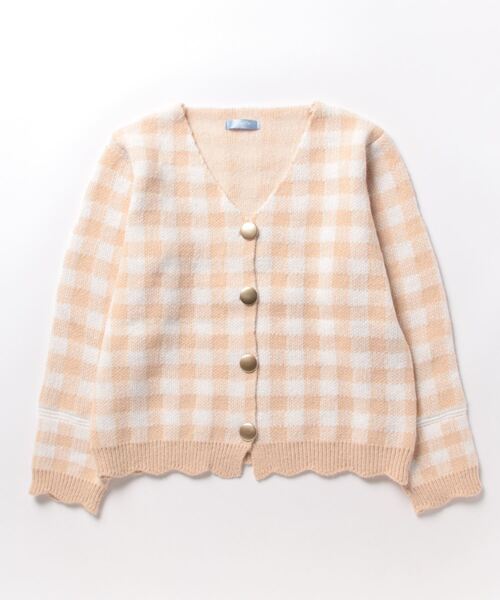 titty＆Co. PETIT（ティティアンドコープティ）の「【titty&Co.PETIT 】チェック柄ニットカーディガン（カーディガン/ボレロ・レディース・ブラック/ホワイト・FREE）」の4枚目の写真