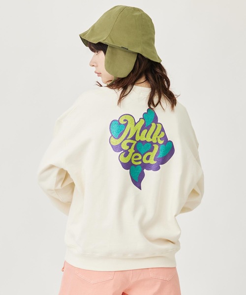MILKFED.(ミルクフェド)の「GLITTER LOGO SWEAT TOP(スウェット・レディース・ライトピンク/ブラック/オフホワイト・L/M)」の5枚目の写真