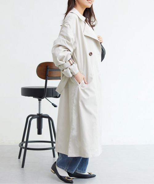 Chez toi(シェトワ)の「BIGシルエットトレンチコート(トレンチコート・レディース・サックスブルー/アイボリー/ベージュ・FREE)」の12枚目の写真