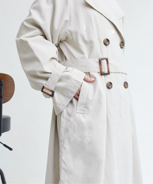 Chez toi(シェトワ)の「BIGシルエットトレンチコート(トレンチコート・レディース・サックスブルー/アイボリー/ベージュ・FREE)」の22枚目の写真