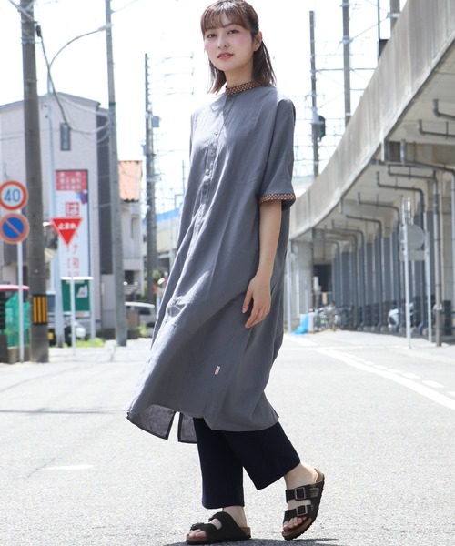 KRIFF MAYER Lady's Collection(クリフメイヤーレディースコレクション)の「チロリアンモモンガシャツワンピ(シャツワンピース・レディース・オレンジ/ネイビー/ライトグリーン/カラフル/オフホワイト・MEDIUM/LARGE)」の3枚目の写真