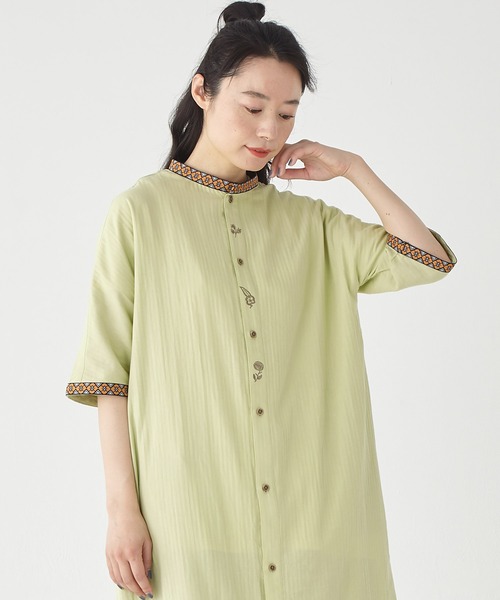KRIFF MAYER Lady's Collection(クリフメイヤーレディースコレクション)の「チロリアンモモンガシャツワンピ(シャツワンピース・レディース・オレンジ/ネイビー/ライトグリーン/カラフル/オフホワイト・MEDIUM/LARGE)」の16枚目の写真