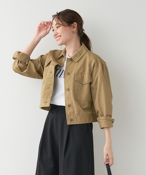 MICA＆DEAL リネン混　ＵＶ対策　ドルマンショートブルゾン MICA＆DEAL リネン混 ドルマンショートブルゾン