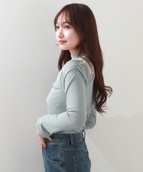 Cheek（チーク）の「デコルテシアーリブカットソー（Tシャツ/カットソー・レディース・ピンク/ミント/ブルー/アイボリー・MEDIUM）」の13枚目の写真