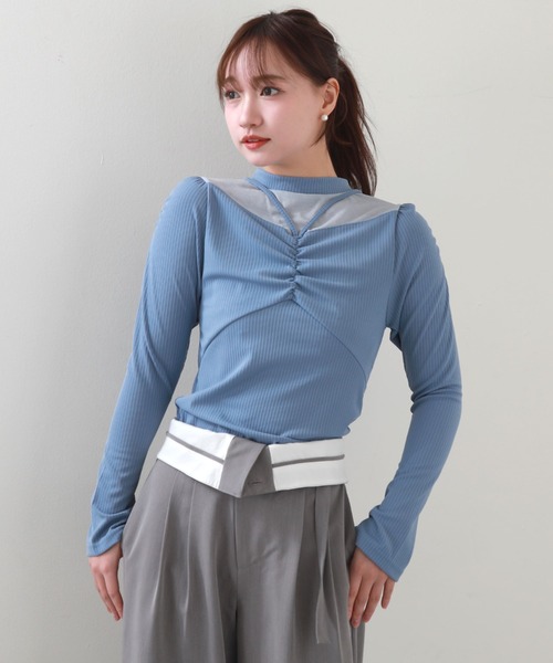 Cheek（チーク）の「デコルテシアーリブカットソー（Tシャツ/カットソー・レディース・ピンク/ミント/ブルー/アイボリー・MEDIUM）」の16枚目の写真