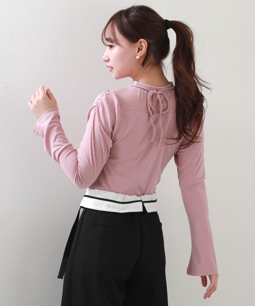 Cheek（チーク）の「デコルテシアーリブカットソー（Tシャツ/カットソー・レディース・ピンク/ミント/ブルー/アイボリー・MEDIUM）」の9枚目の写真