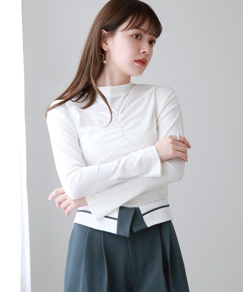 Cheek（チーク）の「デコルテシアーリブカットソー（Tシャツ/カットソー・レディース・ピンク/ミント/ブルー/アイボリー・MEDIUM）」の19枚目の写真