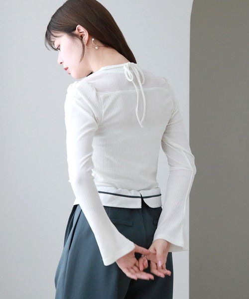 Cheek（チーク）の「デコルテシアーリブカットソー（Tシャツ/カットソー・レディース・ピンク/ミント/ブルー/アイボリー・MEDIUM）」の20枚目の写真