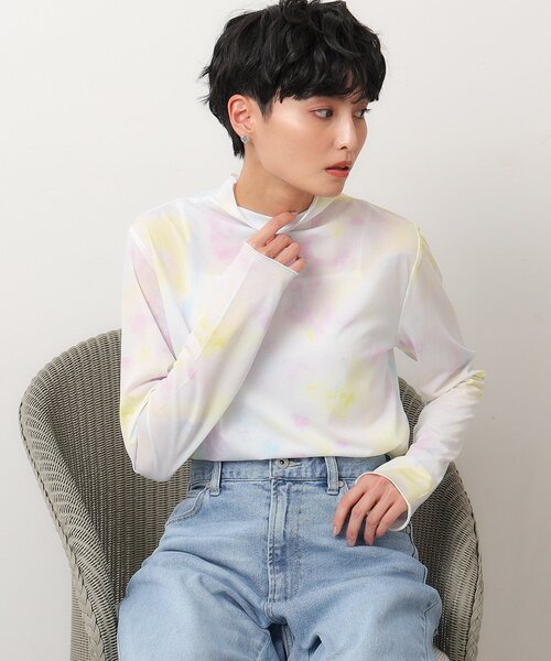 OPAQUE.CLIP（オペークドットクリップ）の「◆シアープリントメロウトップス【ストレッチ/洗濯機洗い可】（Tシャツ/カットソー・レディース・ライトイエロー系4/グレー系3・40/38）」の2枚目の写真