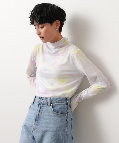 OPAQUE.CLIP（オペークドットクリップ）の「◆シアープリントメロウトップス【ストレッチ/洗濯機洗い可】（Tシャツ/カットソー・レディース・ライトイエロー系4/グレー系3・40/38）」の3枚目の写真