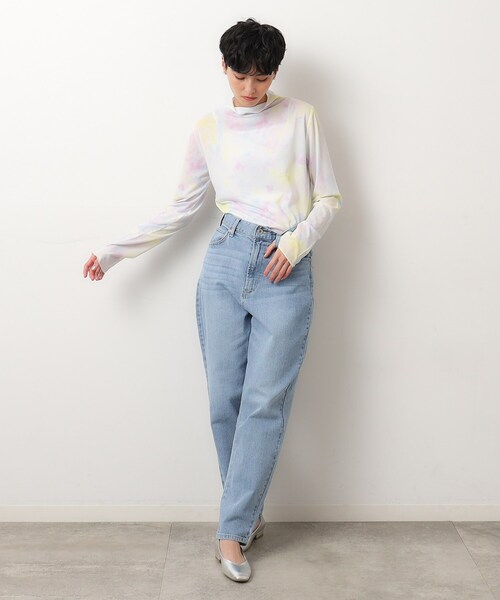 OPAQUE.CLIP（オペークドットクリップ）の「◆シアープリントメロウトップス【ストレッチ/洗濯機洗い可】（Tシャツ/カットソー・レディース・ライトイエロー系4/グレー系3・40/38）」の4枚目の写真