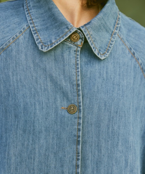 manana suerte（マニャーナスエルテ）の「デニムロングコート（ステンカラーコート・レディース・ブルー・FREE）」の10枚目の写真