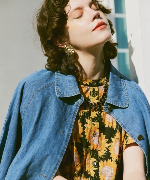 manana suerte（マニャーナスエルテ）の「デニムロングコート（ステンカラーコート・レディース・ブルー・FREE）」の2枚目の写真