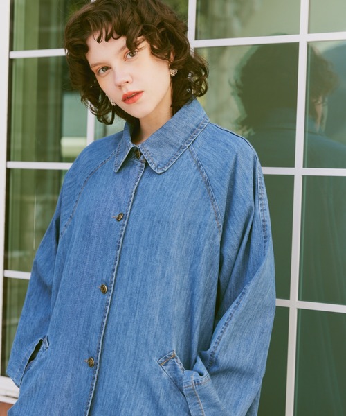 manana suerte（マニャーナスエルテ）の「デニムロングコート（ステンカラーコート・レディース・ブルー・FREE）」の14枚目の写真
