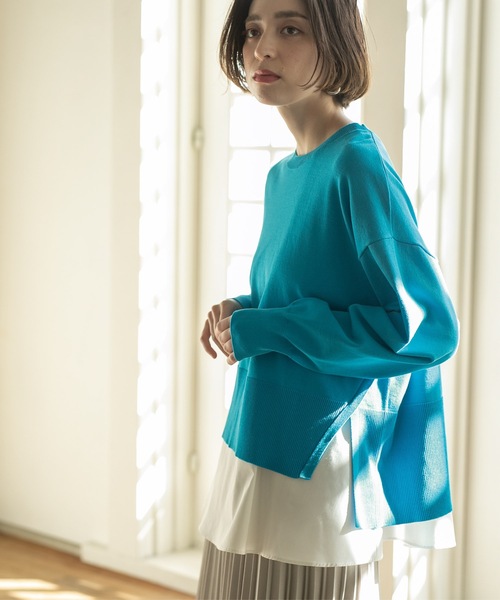 OPAQUE.CLIP（オペークドットクリップ）の「◆≪ツインセット≫ ワイドニット×タンクトップシャツ【洗濯機洗い可】（その他トップス・レディース・ブルー/ライトイエロー系/ライトベージュ/ブラック・42/40/38/36）」の3枚目の写真