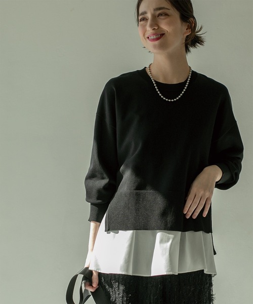 OPAQUE.CLIP（オペークドットクリップ）の「◆≪ツインセット≫ ワイドニット×タンクトップシャツ【洗濯機洗い可】（その他トップス・レディース・ブルー/ライトイエロー系/ライトベージュ/ブラック・42/40/38/36）」の5枚目の写真