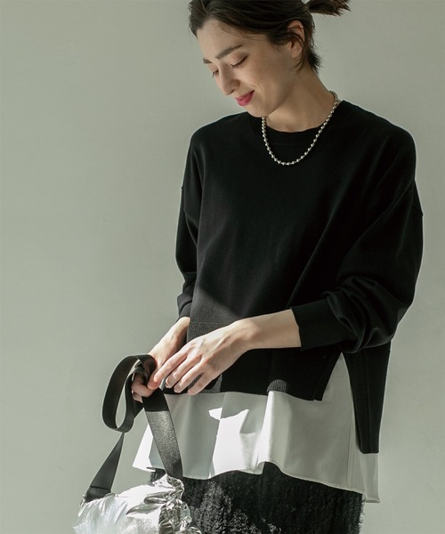 OPAQUE.CLIP（オペークドットクリップ）の「◆≪ツインセット≫ ワイドニット×タンクトップシャツ【洗濯機洗い可】（その他トップス・レディース・ブルー/ライトイエロー系/ライトベージュ/ブラック・42/40/38/36）」の7枚目の写真