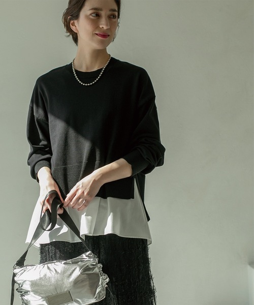 OPAQUE.CLIP（オペークドットクリップ）の「◆≪ツインセット≫ ワイドニット×タンクトップシャツ【洗濯機洗い可】（その他トップス・レディース・ブルー/ライトイエロー系/ライトベージュ/ブラック・42/40/38/36）」の8枚目の写真