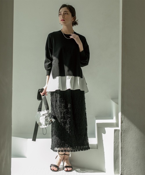 OPAQUE.CLIP（オペークドットクリップ）の「◆≪ツインセット≫ ワイドニット×タンクトップシャツ【洗濯機洗い可】（その他トップス・レディース・ブルー/ライトイエロー系/ライトベージュ/ブラック・42/40/38/36）」の11枚目の写真