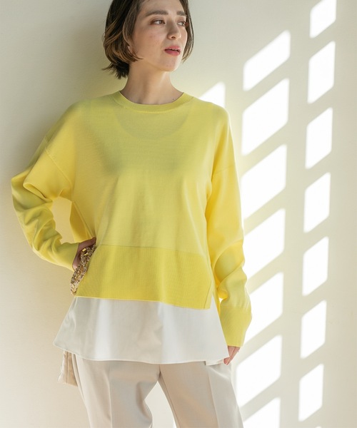 OPAQUE.CLIP（オペークドットクリップ）の「◆≪ツインセット≫ ワイドニット×タンクトップシャツ【洗濯機洗い可】（その他トップス・レディース・ブルー/ライトイエロー系/ライトベージュ/ブラック・42/40/38/36）」の13枚目の写真