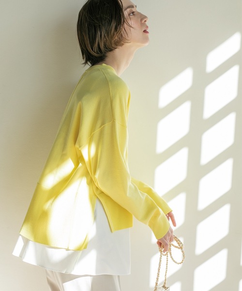 OPAQUE.CLIP（オペークドットクリップ）の「◆≪ツインセット≫ ワイドニット×タンクトップシャツ【洗濯機洗い可】（その他トップス・レディース・ブルー/ライトイエロー系/ライトベージュ/ブラック・42/40/38/36）」の14枚目の写真