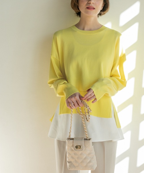 OPAQUE.CLIP（オペークドットクリップ）の「◆≪ツインセット≫ ワイドニット×タンクトップシャツ【洗濯機洗い可】（その他トップス・レディース・ブルー/ライトイエロー系/ライトベージュ/ブラック・42/40/38/36）」の15枚目の写真