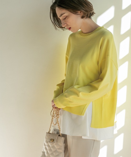 OPAQUE.CLIP（オペークドットクリップ）の「◆≪ツインセット≫ ワイドニット×タンクトップシャツ【洗濯機洗い可】（その他トップス・レディース・ブルー/ライトイエロー系/ライトベージュ/ブラック・42/40/38/36）」の16枚目の写真