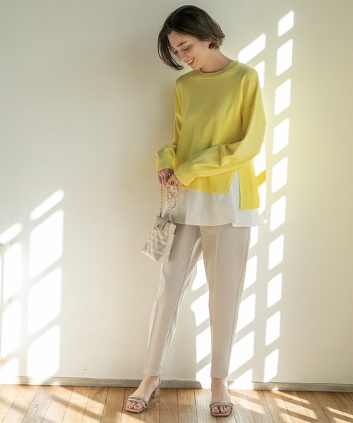 OPAQUE.CLIP（オペークドットクリップ）の「◆≪ツインセット≫ ワイドニット×タンクトップシャツ【洗濯機洗い可】（その他トップス・レディース・ブルー/ライトイエロー系/ライトベージュ/ブラック・42/40/38/36）」の18枚目の写真