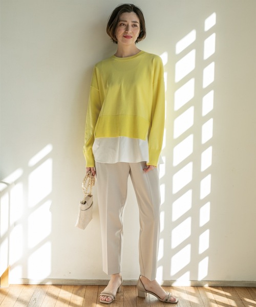 OPAQUE.CLIP（オペークドットクリップ）の「◆≪ツインセット≫ ワイドニット×タンクトップシャツ【洗濯機洗い可】（その他トップス・レディース・ブルー/ライトイエロー系/ライトベージュ/ブラック・42/40/38/36）」の19枚目の写真