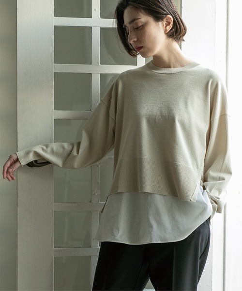 OPAQUE.CLIP（オペークドットクリップ）の「◆≪ツインセット≫ ワイドニット×タンクトップシャツ【洗濯機洗い可】（その他トップス・レディース・ブルー/ライトイエロー系/ライトベージュ/ブラック・42/40/38/36）」の21枚目の写真