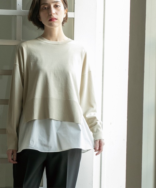 OPAQUE.CLIP（オペークドットクリップ）の「◆≪ツインセット≫ ワイドニット×タンクトップシャツ【洗濯機洗い可】（その他トップス・レディース・ブルー/ライトイエロー系/ライトベージュ/ブラック・42/40/38/36）」の22枚目の写真