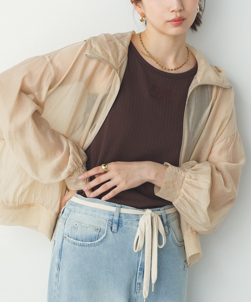 hunch(ハンチ)の「【WEB限定/別注】シアー バルーンスリーブ パーカー(シャツ/ブラウス・レディース・グリーン/ベージュ/ホワイト/ブラック・FREE)」の19枚目の写真