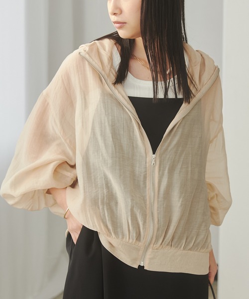 hunch（ハンチ）の「【WEB限定/別注】シアー バルーンスリーブ パーカー（シャツ/ブラウス・レディース・グリーン/ベージュ/ホワイト/ブラック・FREE）」の9枚目の写真