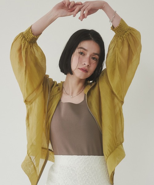 hunch（ハンチ）の「【WEB限定/別注】シアー バルーンスリーブ パーカー（シャツ/ブラウス・レディース・グリーン/ベージュ/ホワイト/ブラック・FREE）」の22枚目の写真