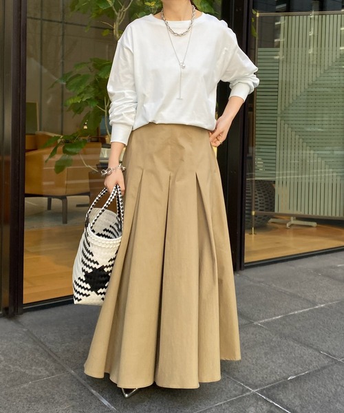 DouDou（ドゥドゥ）の「タックフレアスカート（スカート・レディース・ブラック/グレー/ベージュ・FREE）」の4枚目の写真