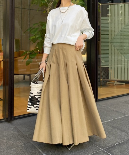 DouDou（ドゥドゥ）の「タックフレアスカート（スカート・レディース・ブラック/グレー/ベージュ・FREE）」の5枚目の写真