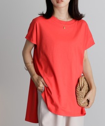 [Beautiful Cotton]サイドスリットフレンチスリーブTシャツ