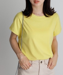 [Beautiful Cotton]サイドスリットフレンチスリーブTシャツ