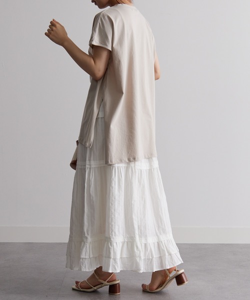 RANAN（ラナン）の「[Beautiful Cotton]サイドスリットフレンチスリーブTシャツ（Tシャツ/カットソー・レディース・ダークブルー/イエロー/ダークブラウン/ライトグレー/その他/ブラック/オレンジ系その他/オフホワイト・M/LL/L）」の10枚目の写真