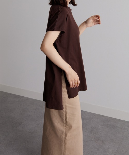 RANAN（ラナン）の「[Beautiful Cotton]サイドスリットフレンチスリーブTシャツ（Tシャツ/カットソー・レディース・ダークブルー/イエロー/ダークブラウン/ライトグレー/その他/ブラック/オレンジ系その他/オフホワイト・M/LL/L）」の15枚目の写真