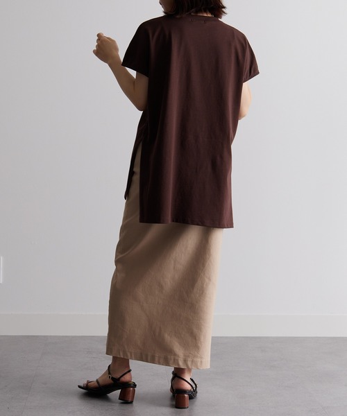 RANAN（ラナン）の「[Beautiful Cotton]サイドスリットフレンチスリーブTシャツ（Tシャツ/カットソー・レディース・ダークブルー/イエロー/ダークブラウン/ライトグレー/その他/ブラック/オレンジ系その他/オフホワイト・M/LL/L）」の17枚目の写真