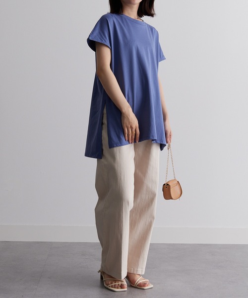 RANAN（ラナン）の「[Beautiful Cotton]サイドスリットフレンチスリーブTシャツ（Tシャツ/カットソー・レディース・ダークブルー/イエロー/ダークブラウン/ライトグレー/その他/ブラック/オレンジ系その他/オフホワイト・M/LL/L）」の18枚目の写真