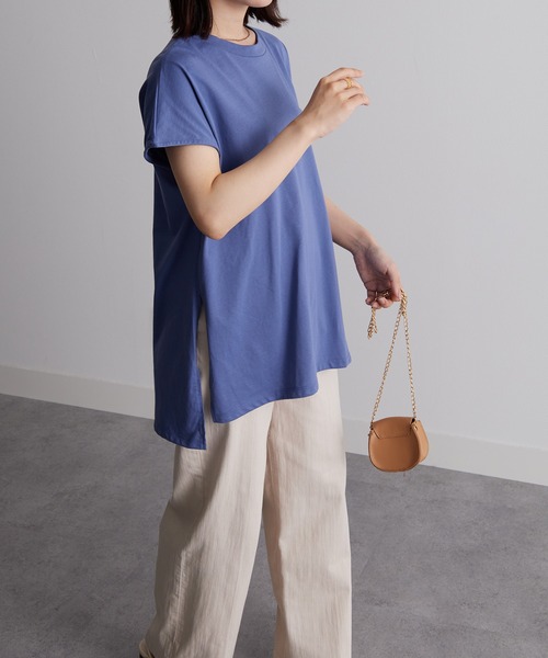 RANAN（ラナン）の「[Beautiful Cotton]サイドスリットフレンチスリーブTシャツ（Tシャツ/カットソー・レディース・ダークブルー/イエロー/ダークブラウン/ライトグレー/その他/ブラック/オレンジ系その他/オフホワイト・M/LL/L）」の19枚目の写真