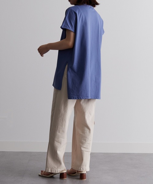 RANAN（ラナン）の「[Beautiful Cotton]サイドスリットフレンチスリーブTシャツ（Tシャツ/カットソー・レディース・ダークブルー/イエロー/ダークブラウン/ライトグレー/その他/ブラック/オレンジ系その他/オフホワイト・M/LL/L）」の22枚目の写真