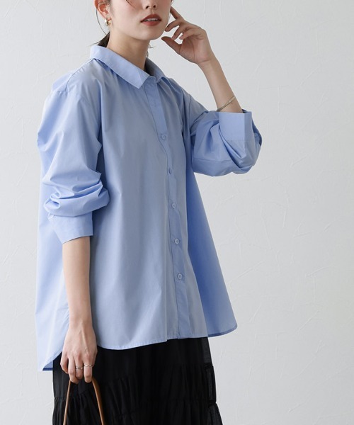 Pierrot（ピエロ）の「刺繍ロゴシャツ（シャツ/ブラウス・レディース・オフホワイト/ブルー系その他/ネイビー・L/M）」の3枚目の写真