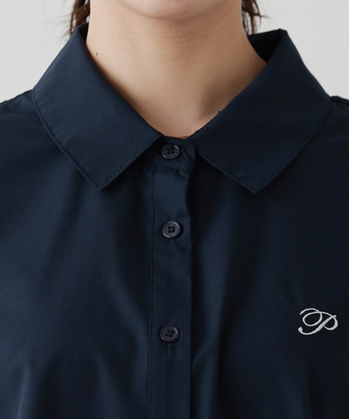 Pierrot（ピエロ）の「刺繍ロゴシャツ（シャツ/ブラウス・レディース・オフホワイト/ブルー系その他/ネイビー・L/M）」の6枚目の写真